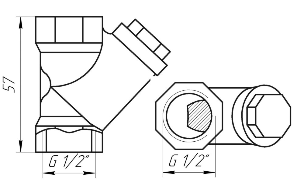 Размеры фильтра грубой очистки Itap 1/2"