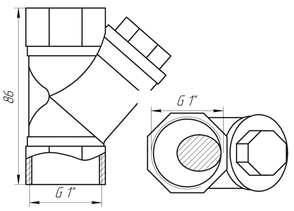 Габаритные размеры фильтра грубой очистки Itap 1"