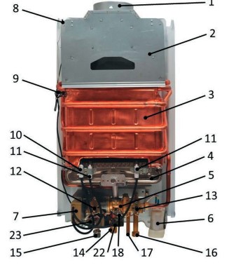 Будова Газова колонка Rocterm ВПГ-10AE 008 10 л/хв 