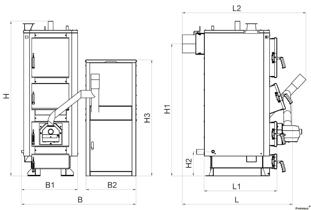 Схема пелетного котла KRONAS PELLETS 35 кВт