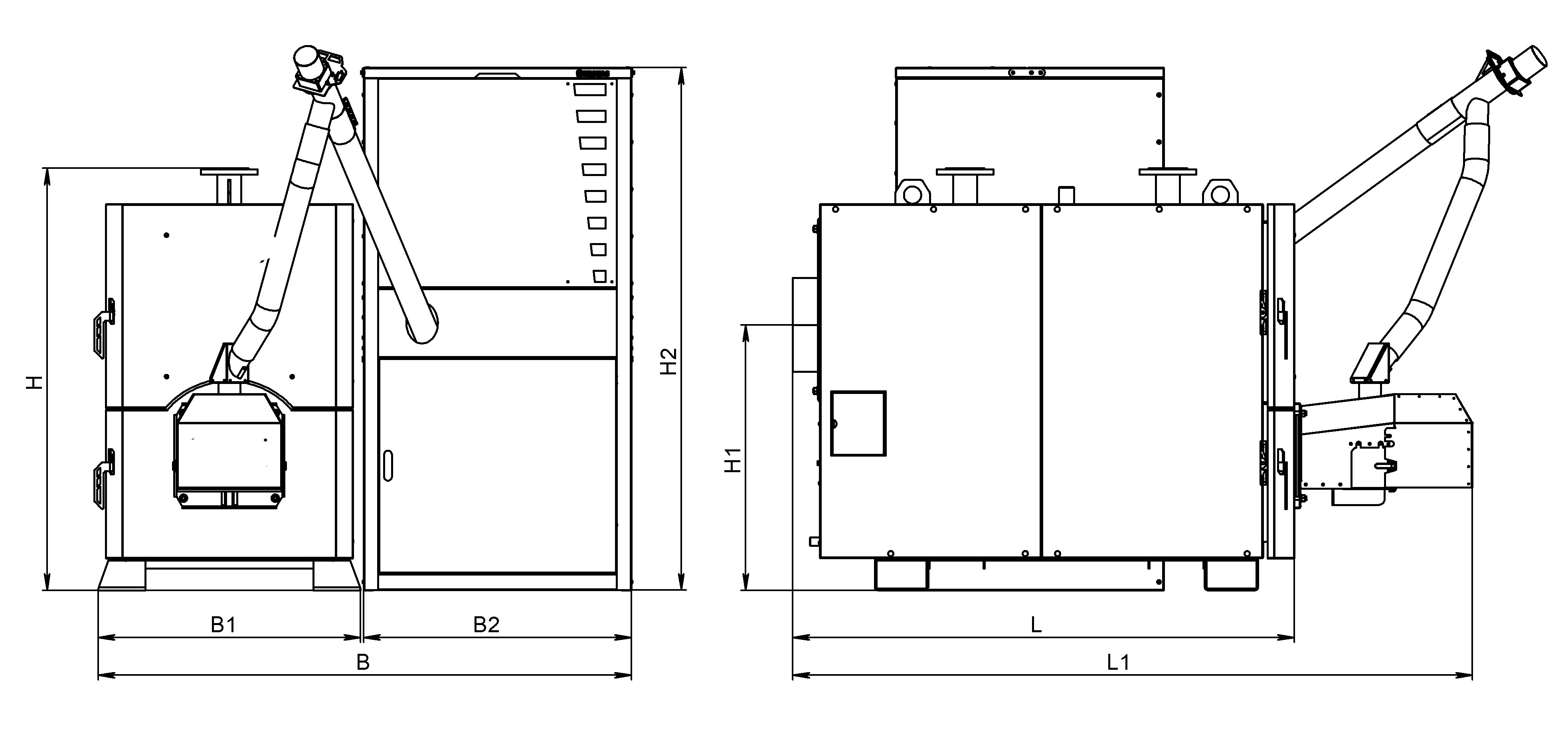 Габаритні розміри Котел пелетний Almax Class T-pel 38кВт