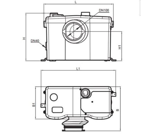 Розміри SPRUT WCLIFT 600/2F Hot - Каналізаційна установка