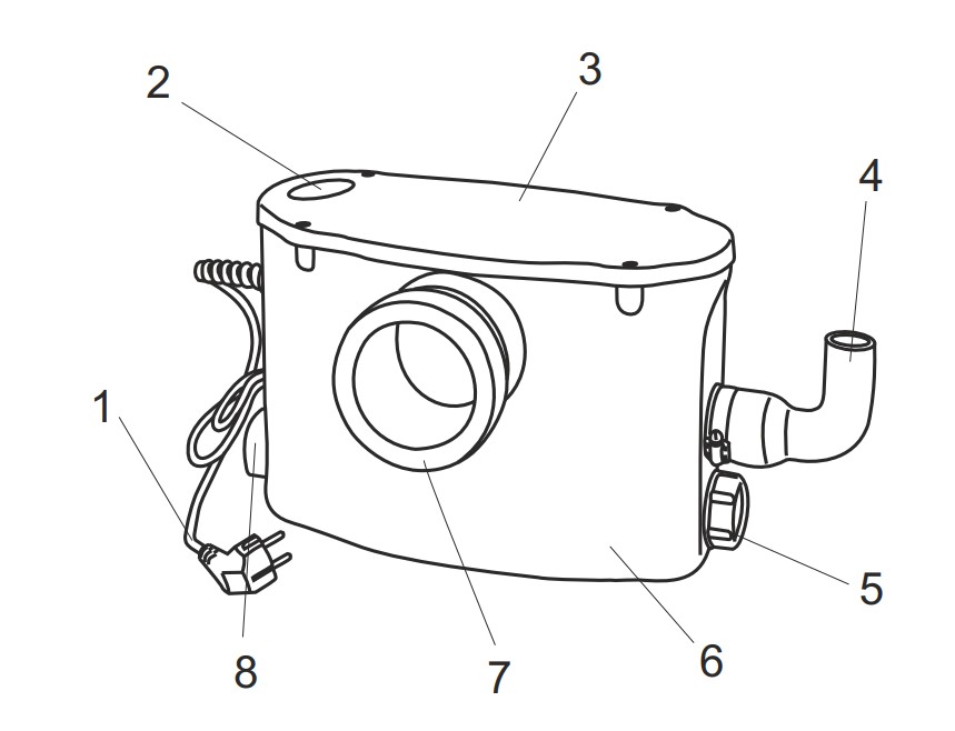Будова Leo WC 560A (0.37кВт Hmax 6.5м Qmax 80л/хв) - Каналізаційна установка