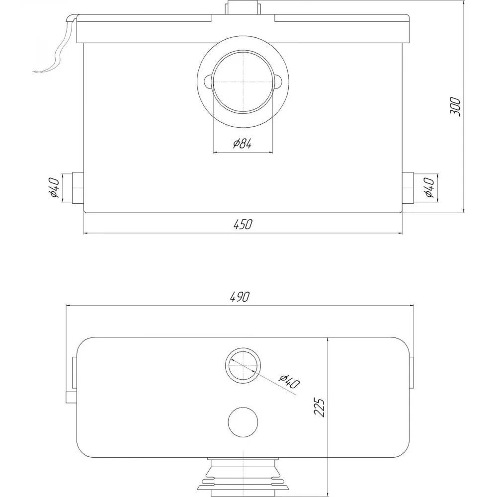 Розміри Каналізаційна установка VOLKS pumpe WC500-1