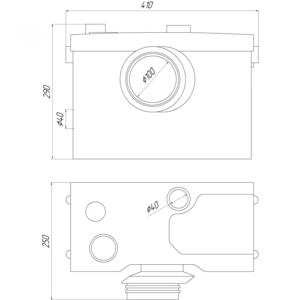 Розміри Каналізаційна установка VOLKS pumpe WC600D (WC3):