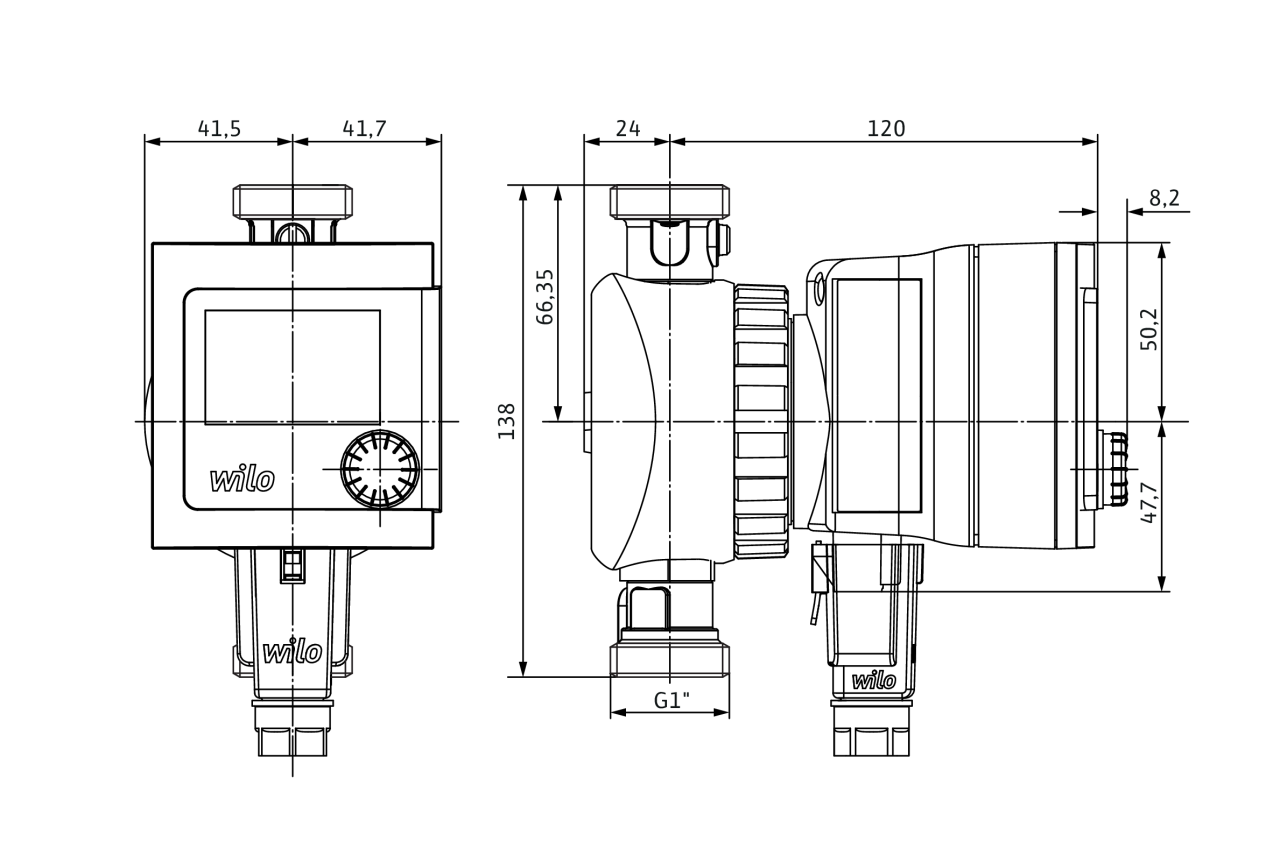 Габаритные размеры Насос WILO Star-Z-NOVA-T