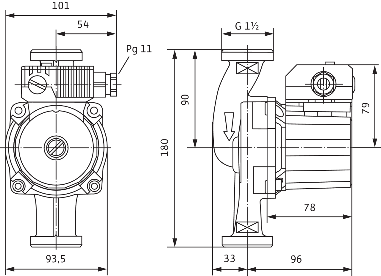 Габаритні розміри WILO Star-Z 25/6 EM