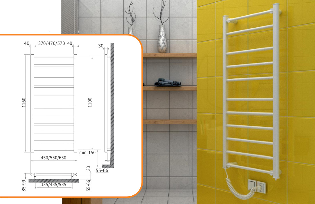 Електричний сушка для рушників Поліварм Kraft ER 11/65