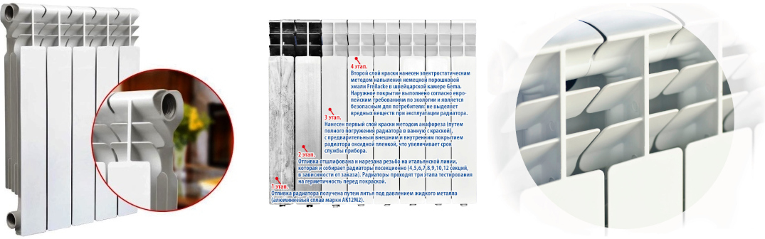 Переваги Алюмінієвий радіатор Mirado 500х96 (8 секцій)