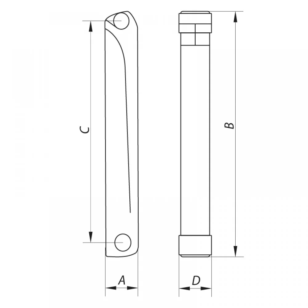 Габаритні розміри Біметалевий радіатор Koer Bimetal KR.100Bi-500