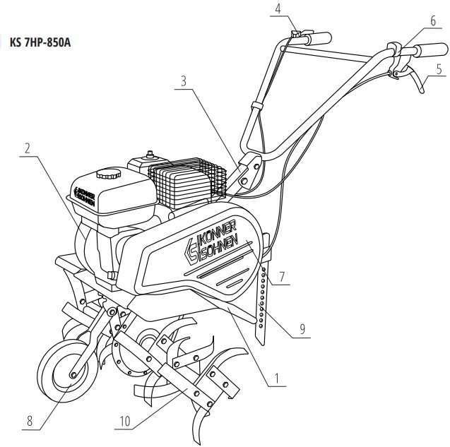 Бензиновый культиватор Konner & Sohnen KS 7HP-850A
