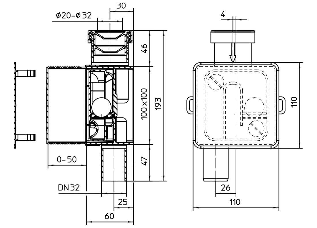 Габаритные размеры Сифон для отвода конденсатаHL138