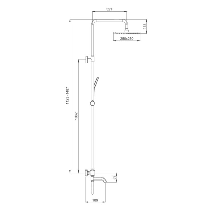 Описание размеров душевой системы GAPPO G2491-6