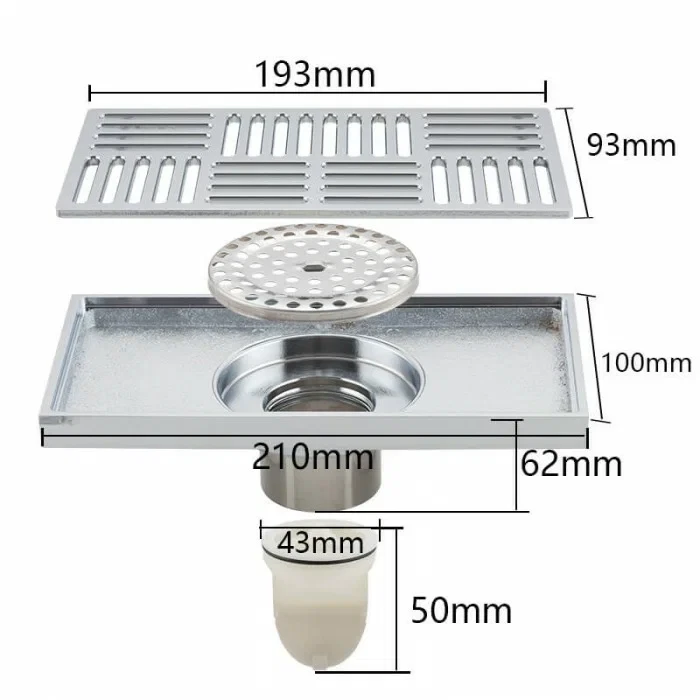 Габаритні розміри Душевий трап GAPPO G82050  латунь 