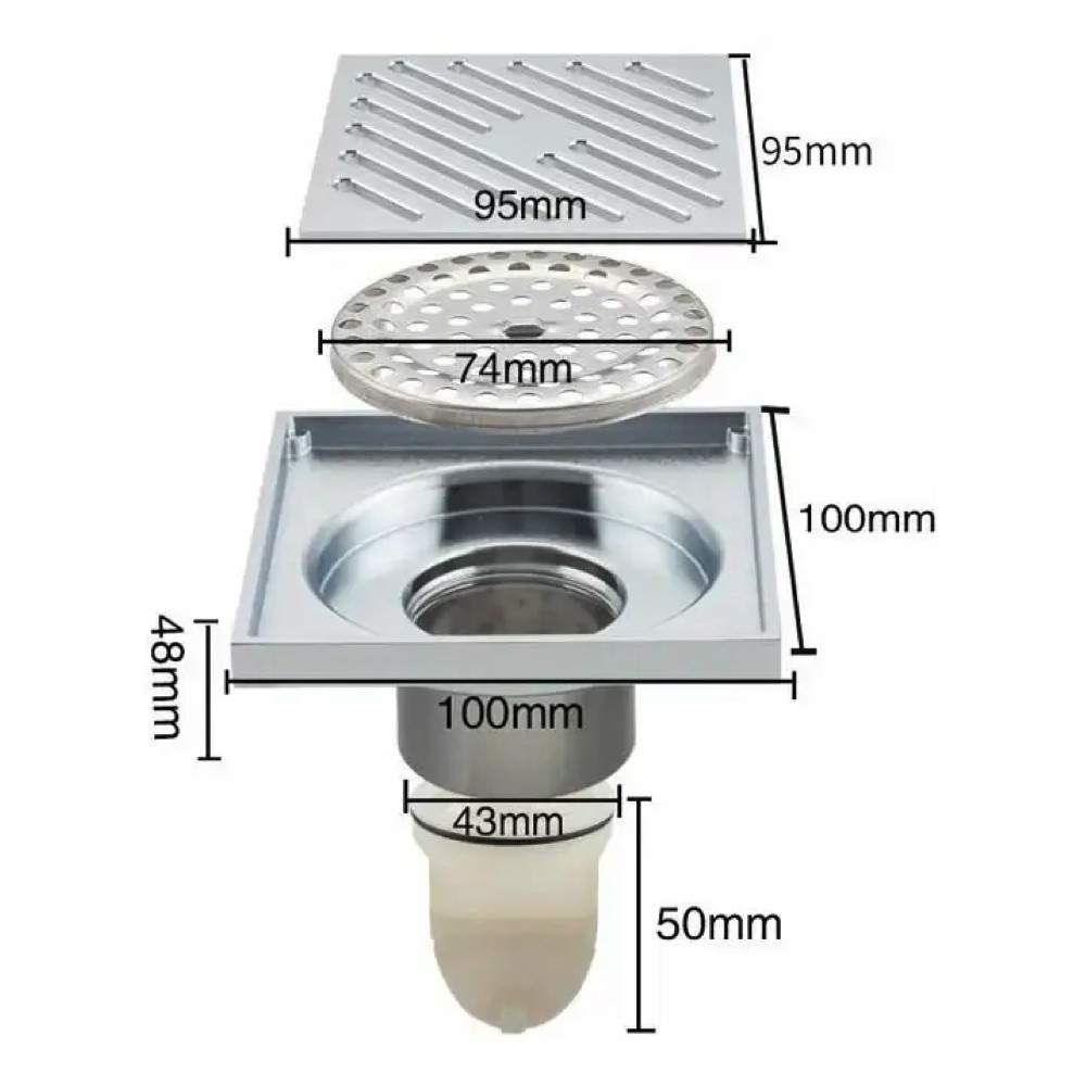 Габаритные размеры Душевой трап GAPPO G81050 латунь