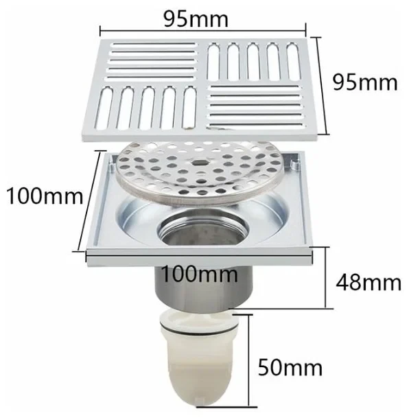 Габаритные размеры Душевый трап GAPPO G81051 латунь