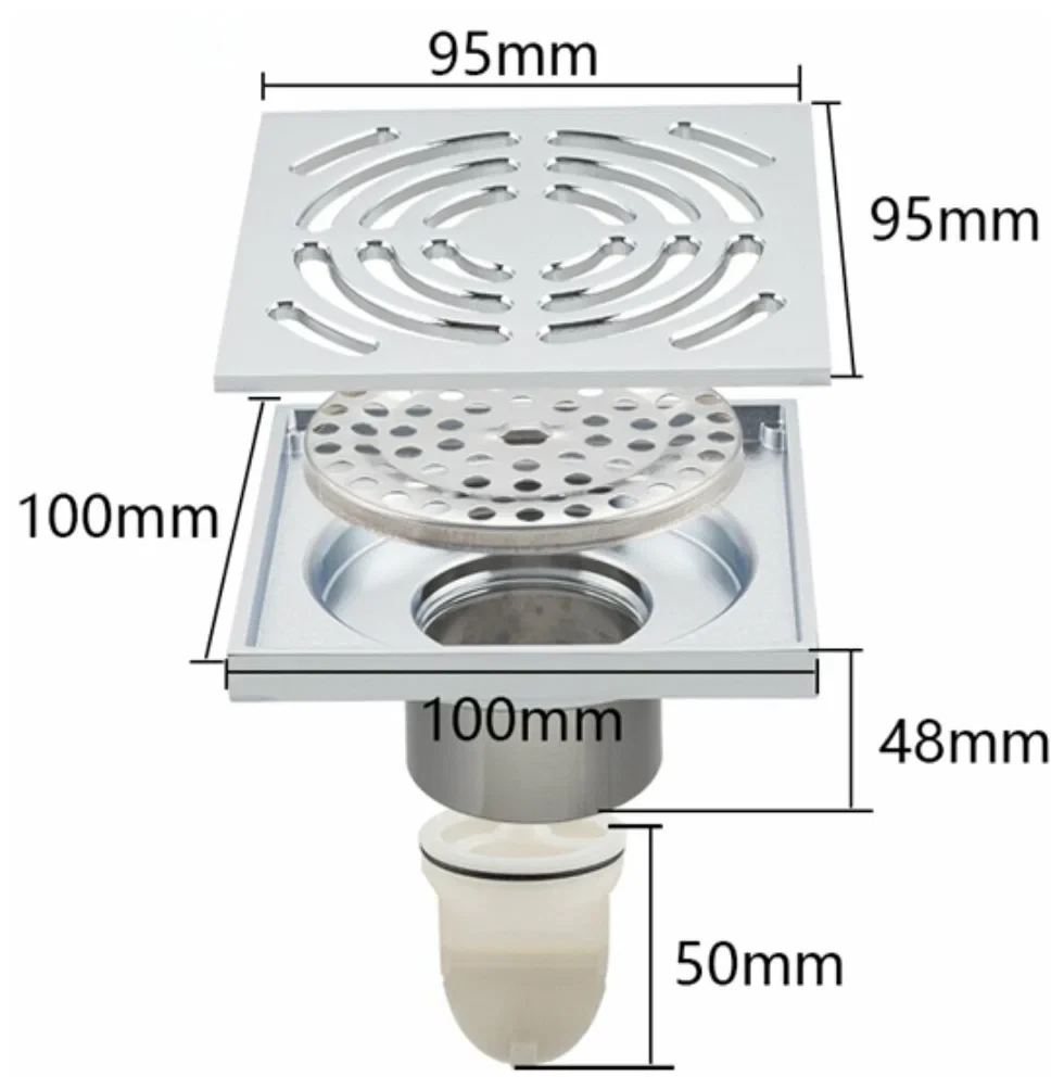 Габаритні розміри Душовий трап Gappo G81052 латунь 