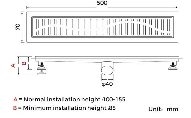 Габаритні розміри Душовий трап GAPPO G85007-3 нержавіюча сталь 
