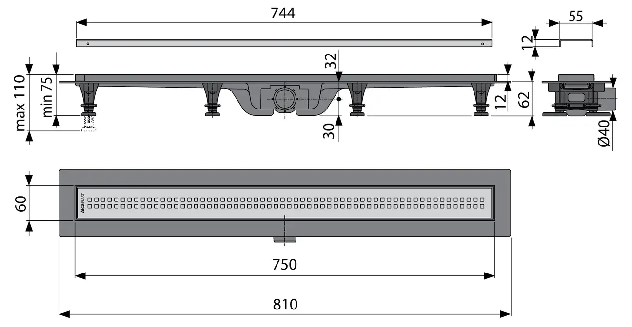 Размеры Водосточный желоб Koller Pool G9-750 (APZ9-750M)