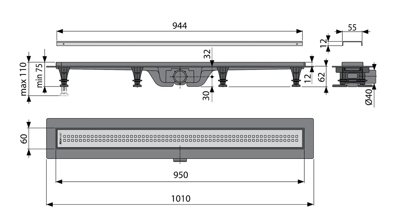 Размеры Водосточный желоб Koller Pool G9-950 (APZ9-950M)