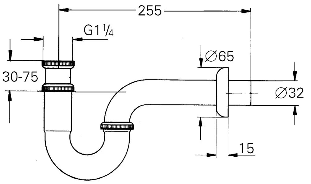 Габаритные размеры Сифон для раковины Grohe 28947000