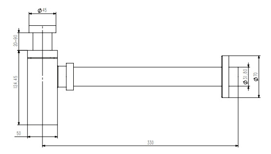 Розміри Сифон для умивальника квадратний KollerPool KP-7008 d32 латунь, хром 