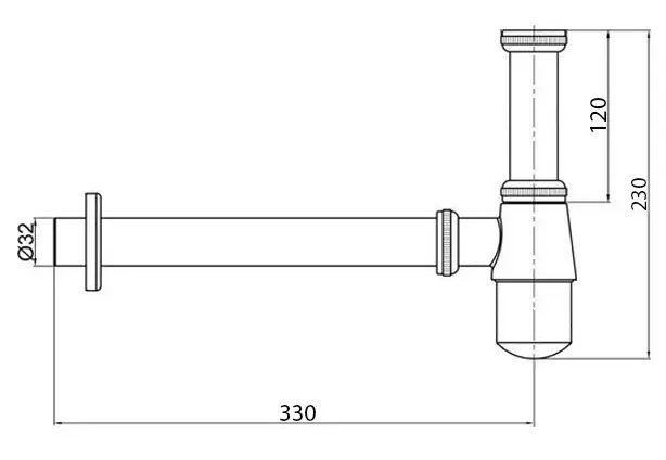 Габаитні розміри Сифон для умивальника Mixxus Siphon-01 Black 1 1/4'' (MI6143) чорний 