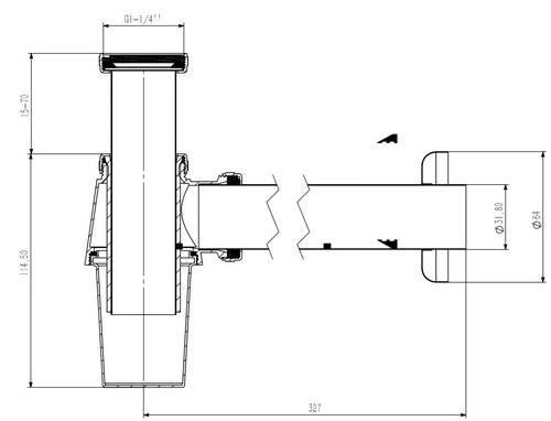 Розміри Сифон для умивальника пляшковий KollerPool KP-7004 d32 латунь, хром 
