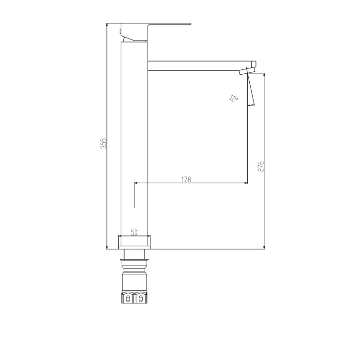 Схематичне зображення розмірів змішувача для умивальника Frap F10802-62