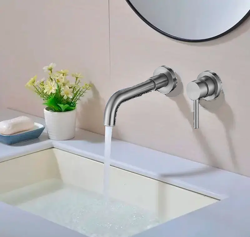 Ілюстративне зображення змішувача вбудованого змішувача для раковини WEZER EKO10A-01 у ванній кімнаті