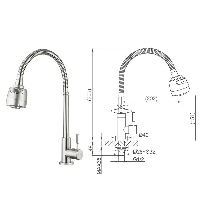 Монокран с рефлекторным изливом FRAP F41899-7, нержавеющая сталь в деталях.
