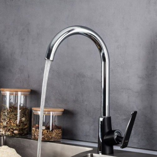 Смеситель для кухни Frap F4057, черный/хром