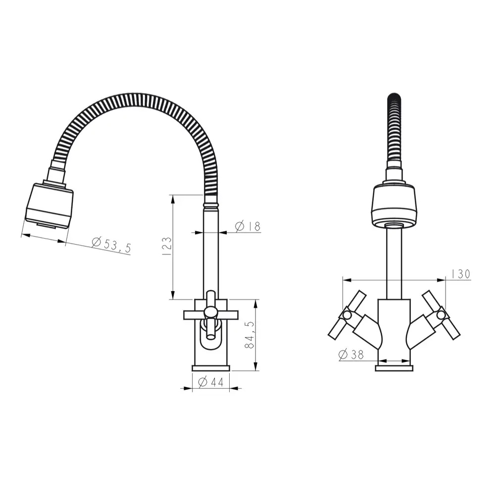 Смеситель для кухни WEZER VAL4D-10 с рефлекторным изливом, нержавеющая сталь – дополнительные параметры