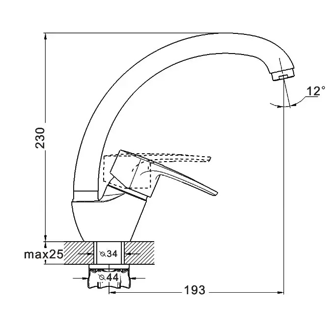 Змішувач для кухні WEZER YUB4-279, хром – технічні деталі моделі