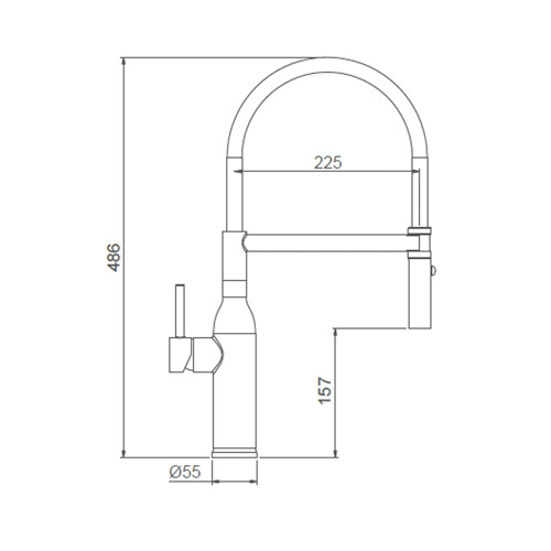 Схематическое изображение размеров смесителя для кухни GAPPO G4098-25: