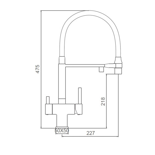 Схематичне зображення розмірівзмішувача для кухні GAPPO G4395-56:
