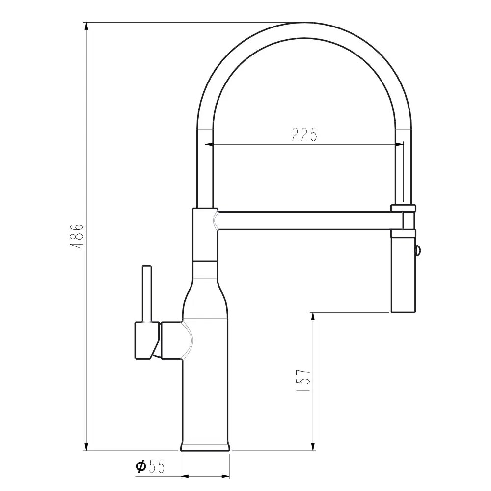 Схематическое изображение размеров смесителя для кухни G4098-23: