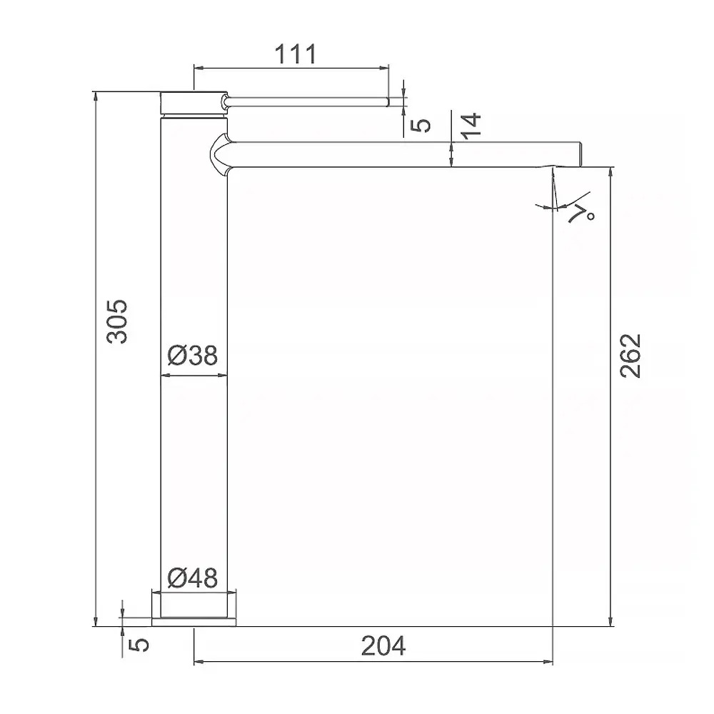 Схематичне зображення розмірів Ілюстративне зображення змішувача для умивальника Frap F1067-62 