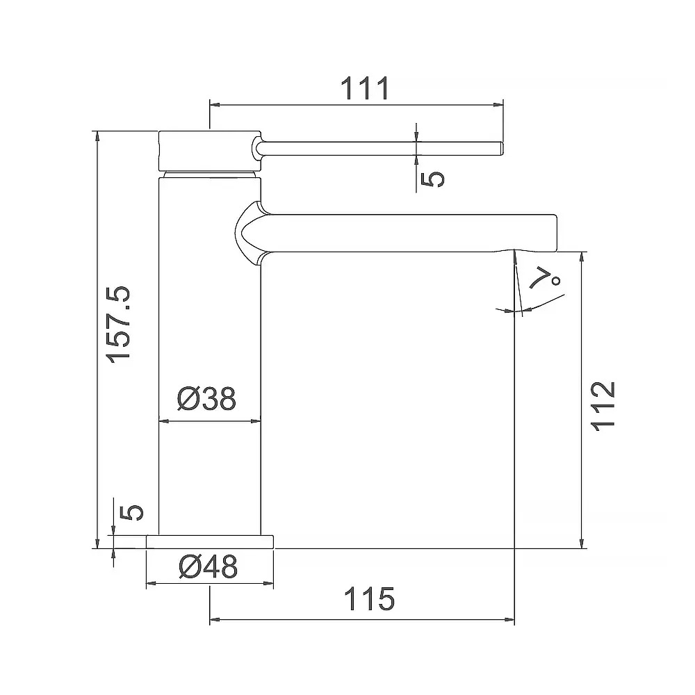 Схематическое изображение размеров смесителя для умывальника Frap F1067