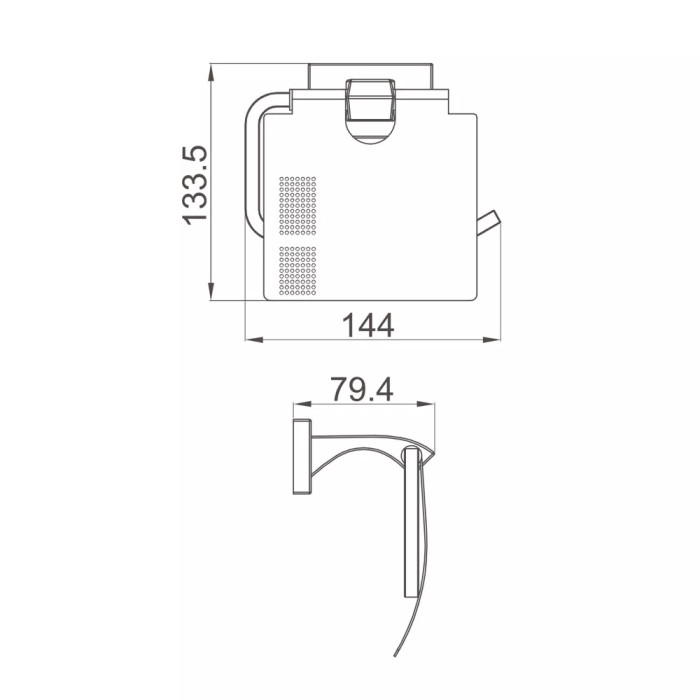 Опис розмірів паперотримача GAPPO G0703-9 (збройова сталь)