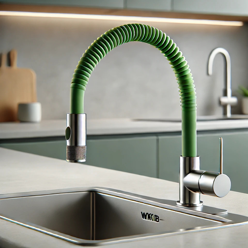 Иллюстративное изображение силиконового излива WEZER WKC-058-GREEN на кухне