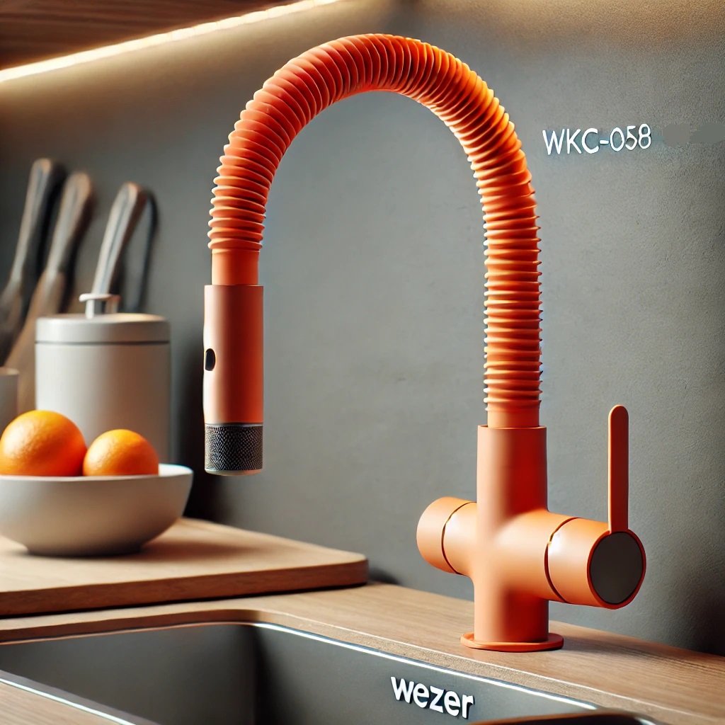Иллюстративное изображение силиконового излива WEZER WKC-058-ORANGE на кухне: