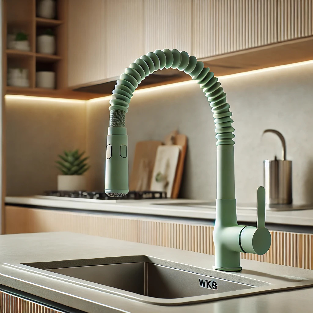 Иллюстративное изображение гибкого излива WEZER WKC-058-PALE GREEN на кухне