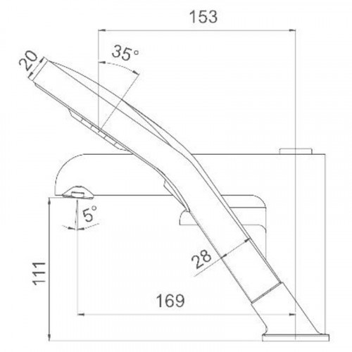 Схематическое изображение размеров смесителя для ванны на борт GAPPO G1103-8: