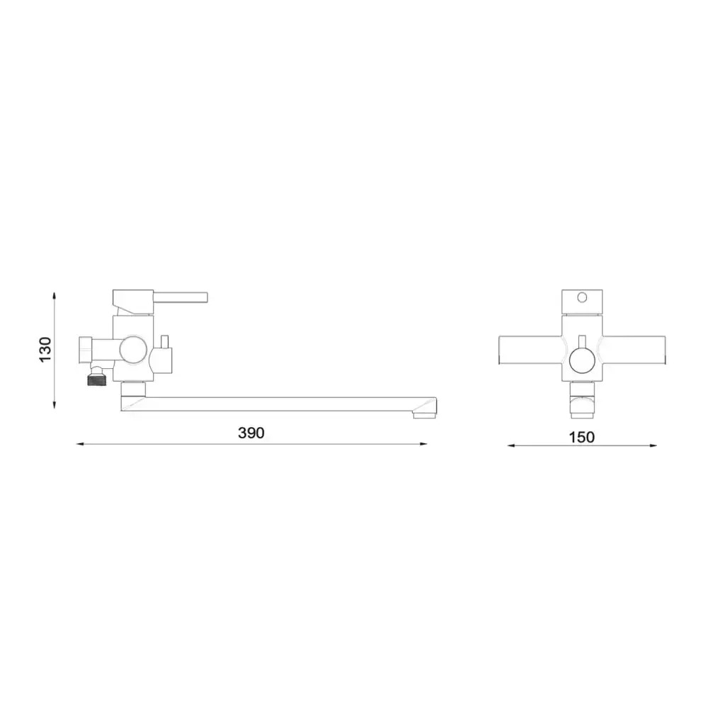 Схематическое изображение размеров смесителя для ванны WEZER EKO7-01