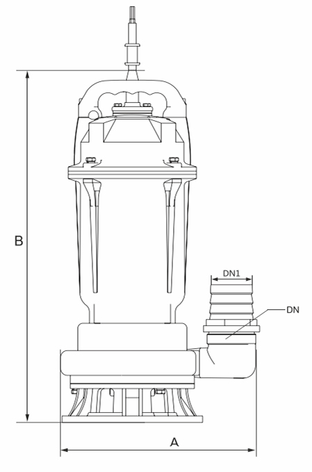 Конструктивна схема фекального насоса SHIMGE WQD7-15-1.1L1(F) 1.1кВт