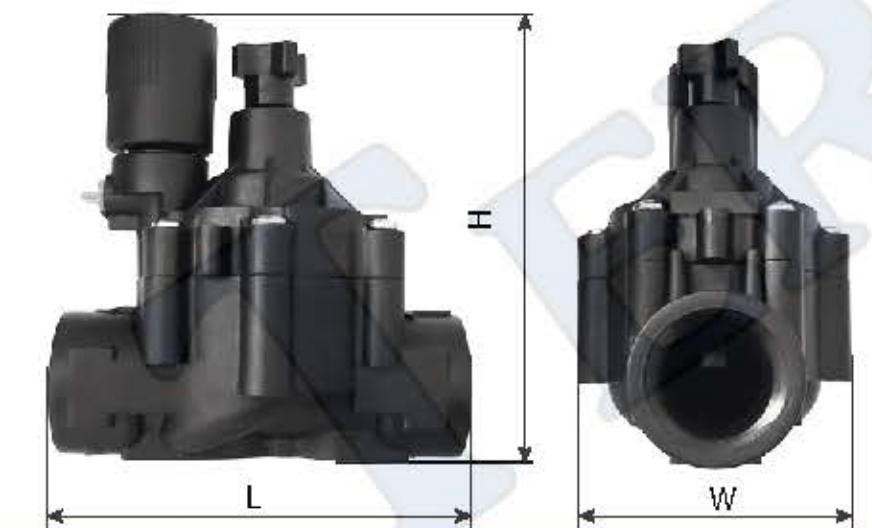 Габаритні розміри Електромагнітний клапан для систем поливу Tervix Pro Line GIV DN 40, 24В АС, НЗ 241240  