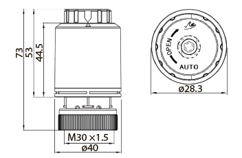 Размеры Термопривод Tervix ProLine Egg 2 24В 217231 нормально-закрытый