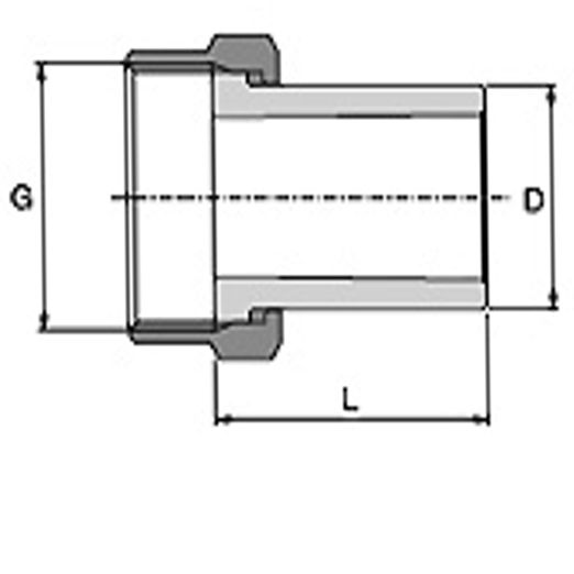 Габаритные размеры Горло Wavin Ekoplastik PPR 32x1 1/4" SHM03240XX с накидной гайкой 
