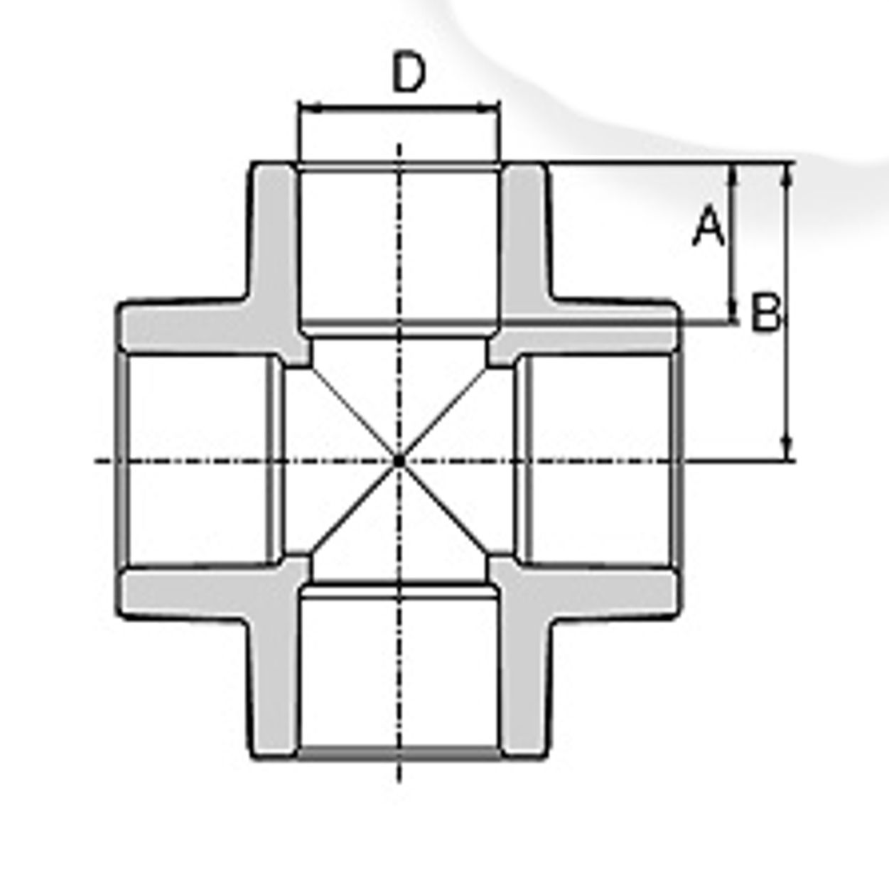 Габаритные размеры Крестовина Wavin Ekoplastik PPR 40 SKRI040XXX